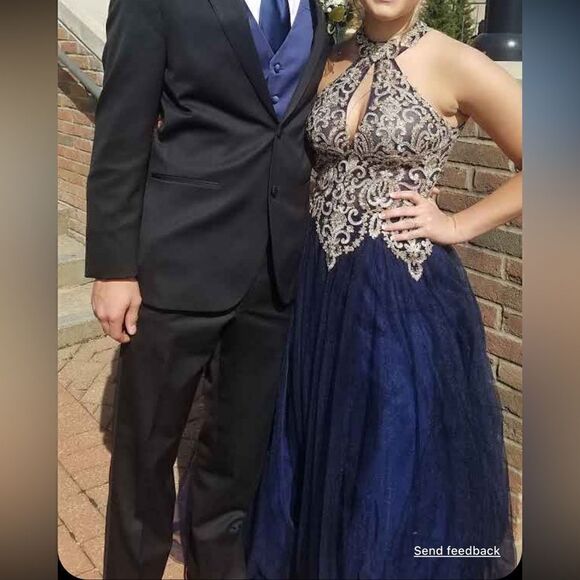 Envious Couture Karishma Navy Formal Gown Prom Homecoming Sz 4 - Picture 5 of 8